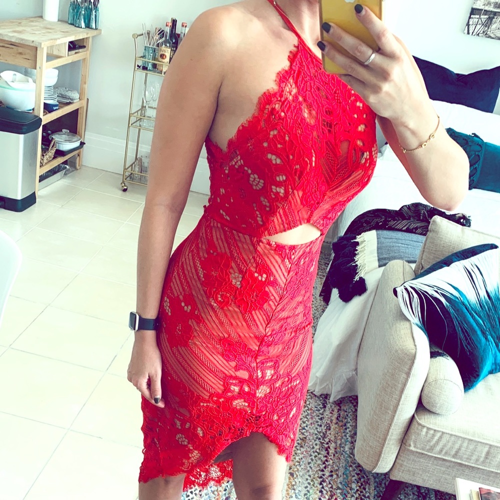 NWT LF Red Lace Cocktail Dress